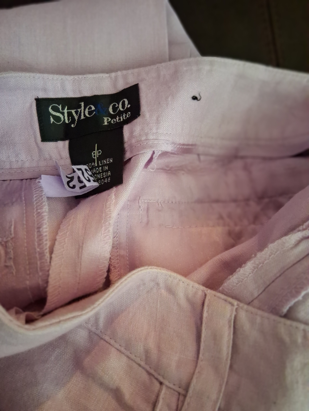 Style & Co. Petite Light Pink Linen-Blend Chinos